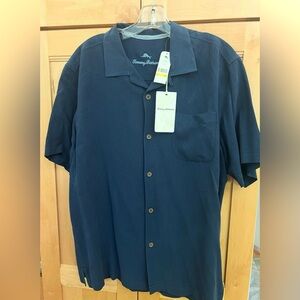 Tommy Bahama Men's Silk Navy Shirt NWT Medium Perfect Gift